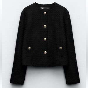 Zara Preppy Short Textured Jacket M